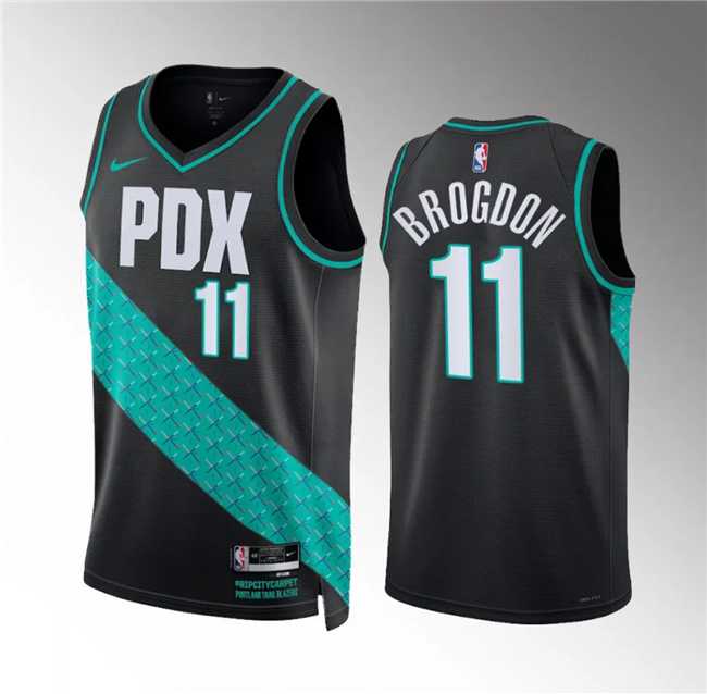 Mens Portland Trail Blazers #11 Malcolm Brogdon 2022-23 Black City Edition Stitched Jersey Dzhi